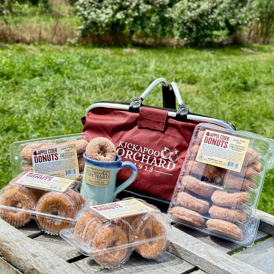 Orchard-inspired gift bundle with local treats and keepsakes from 1913 Kickapoo Orchard in Gays Mills, Wisconsin.