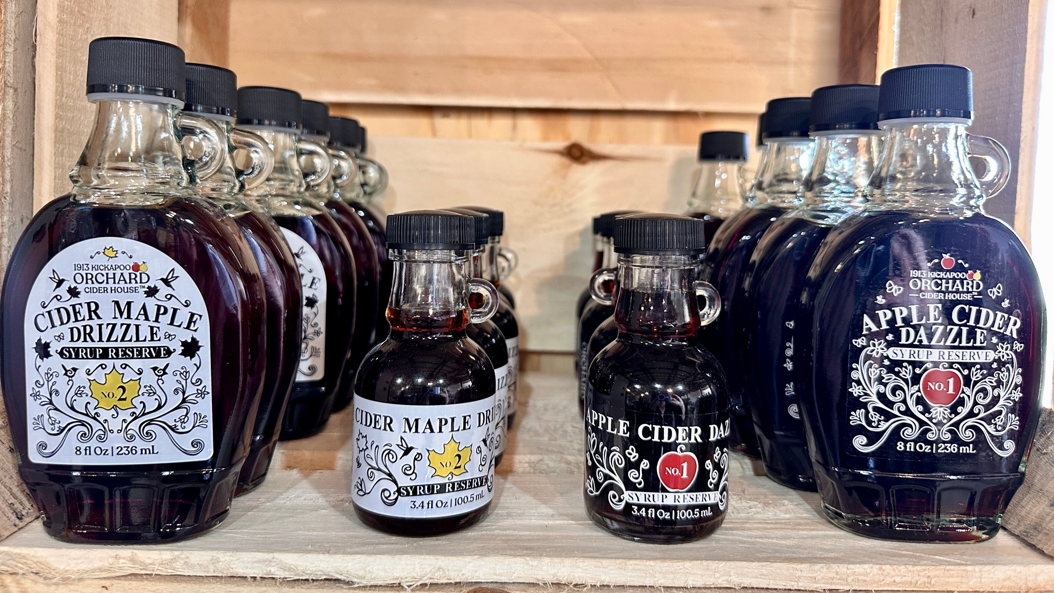 Limited reserve syrups from 1913 Kickapoo Orchard – Apple Cider Dazzle & Cider Maple Drizzle